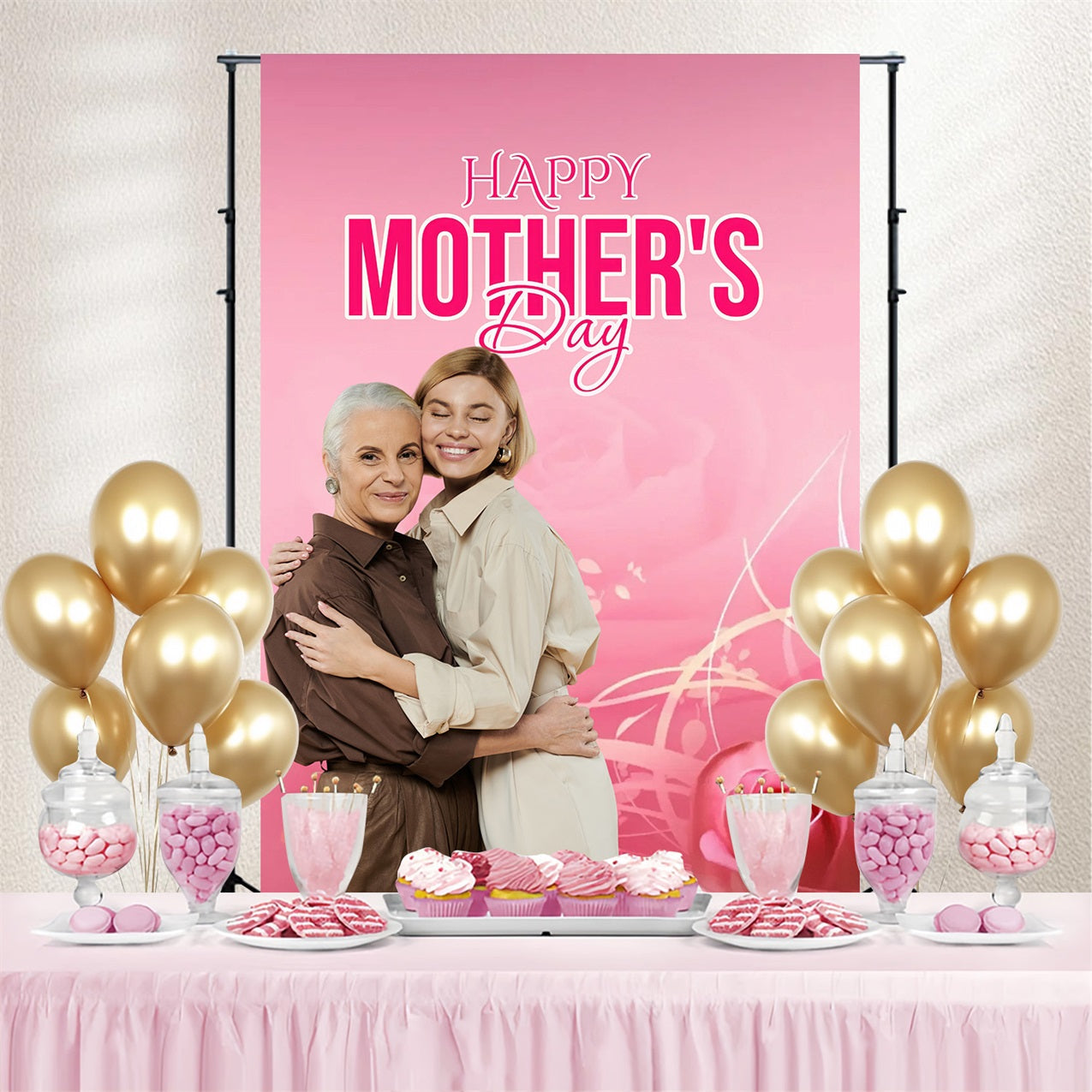 Toile de fond Fête des Mères Célébration Roses Classique Personnalisée MRR3-71