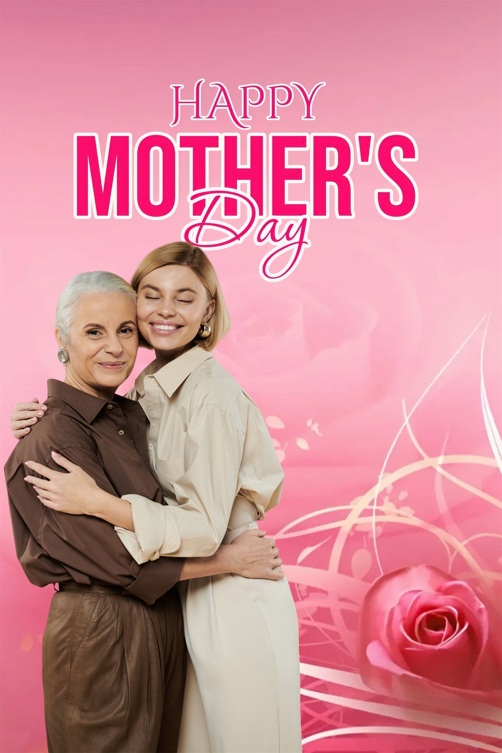 Toile de fond Fête des Mères Célébration Roses Classique Personnalisée MRR3-71