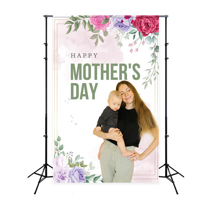 Toile de fond Fête des Mères Étreinte Florale Douce Personnalisée MRR3-75