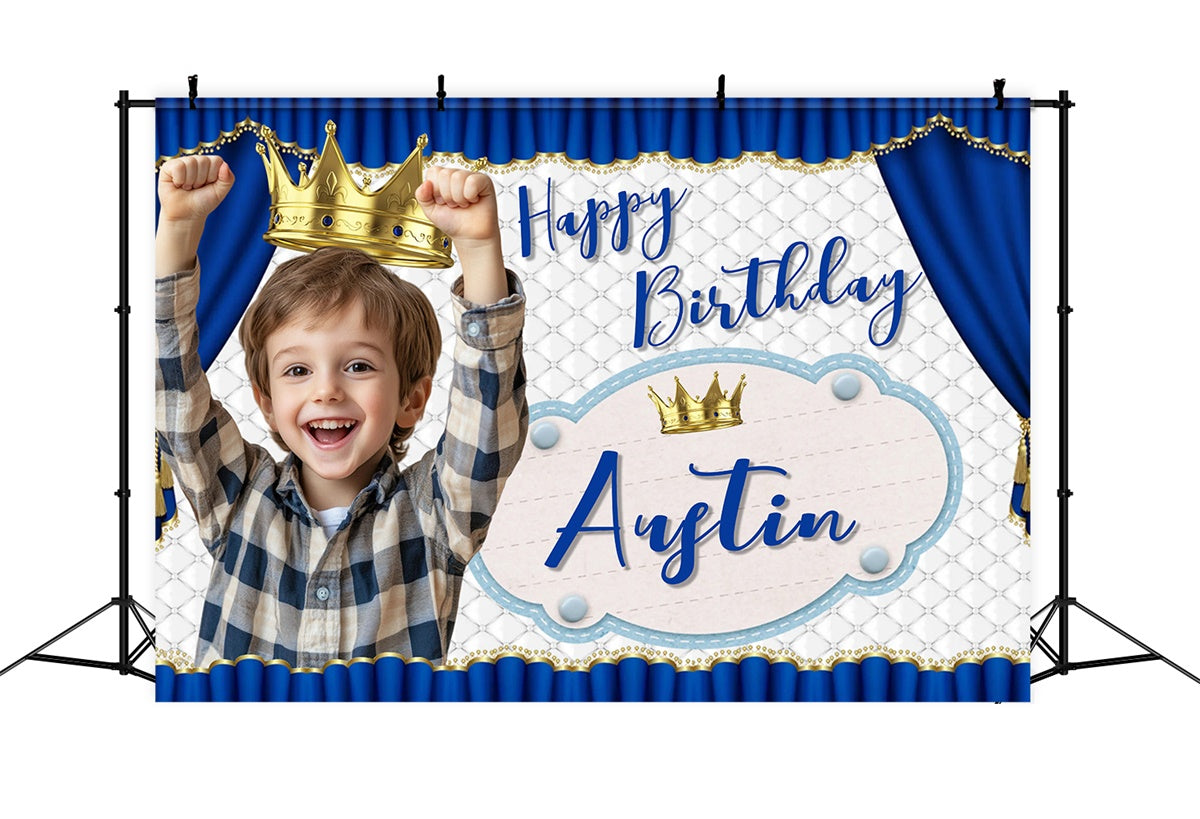 Toile de fond Anniversaire Personnalisé Prince Bleu Royal MRR3-9