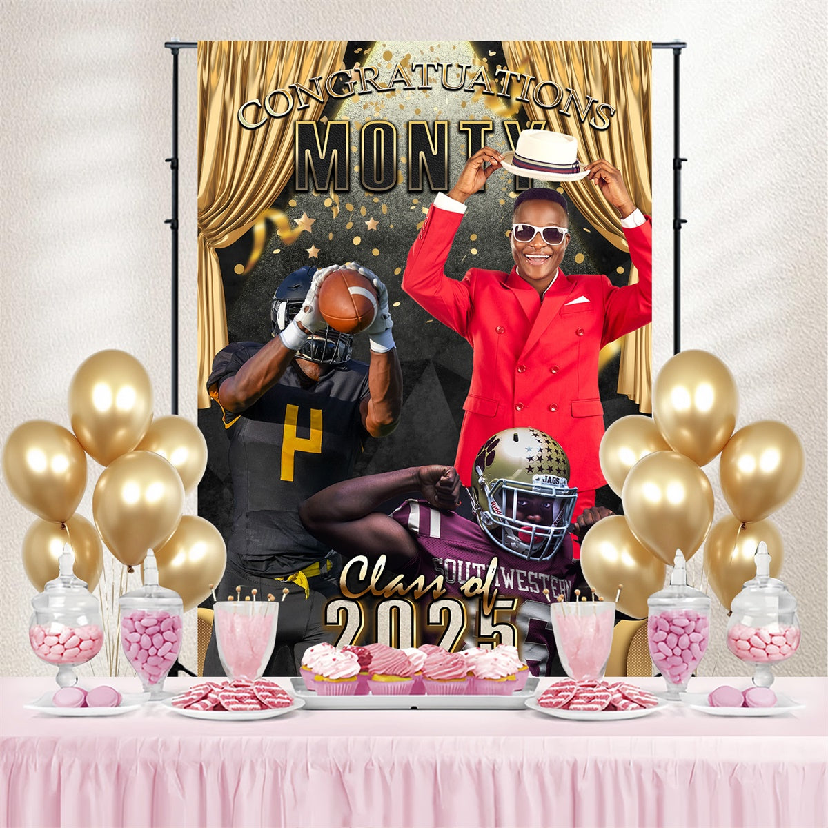 Toile de fond de remise des diplômes Projecteur Sportif Personnalisée MRR4-27