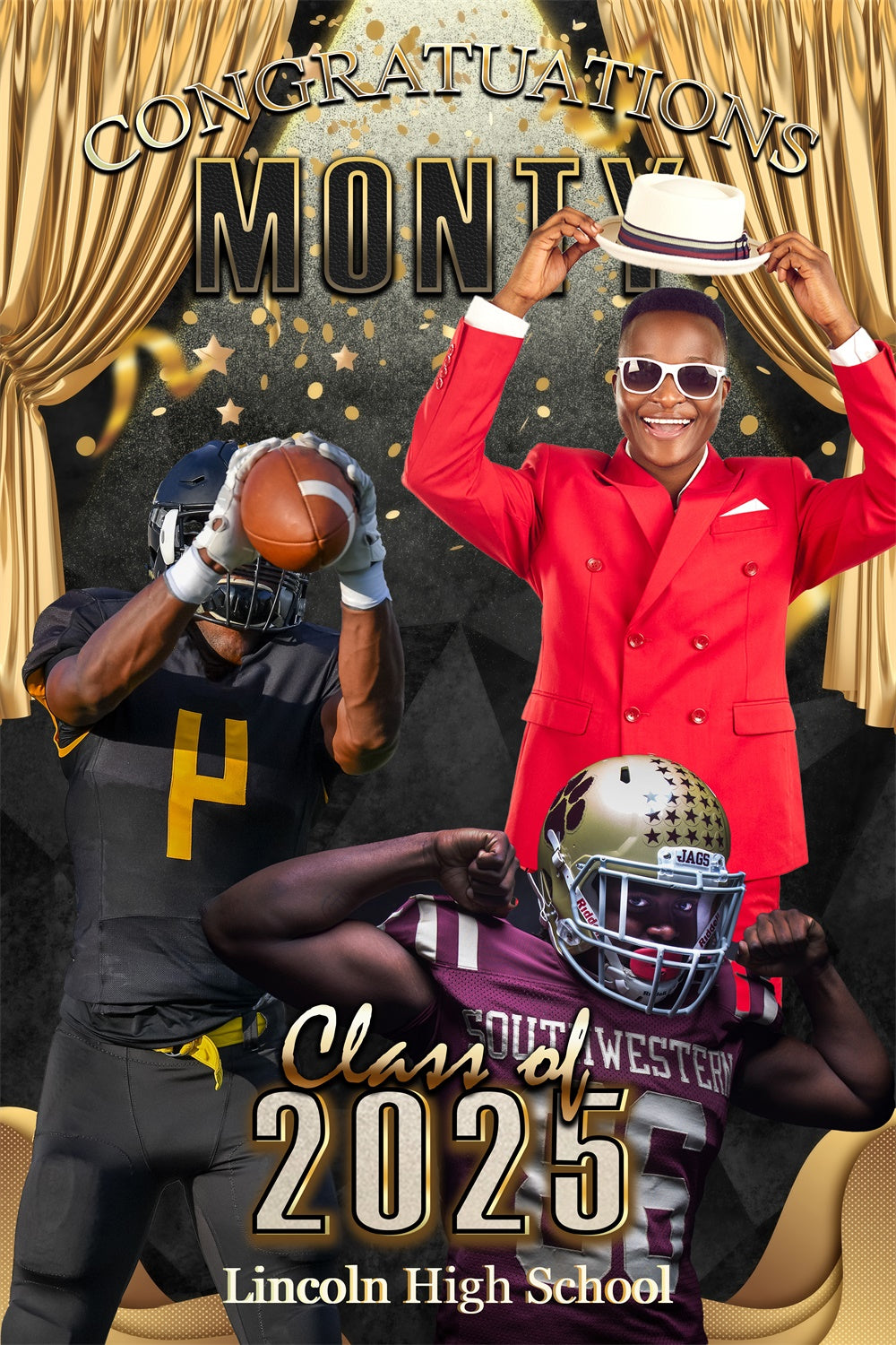 Toile de fond de remise des diplômes Projecteur Sportif Personnalisée MRR4-27