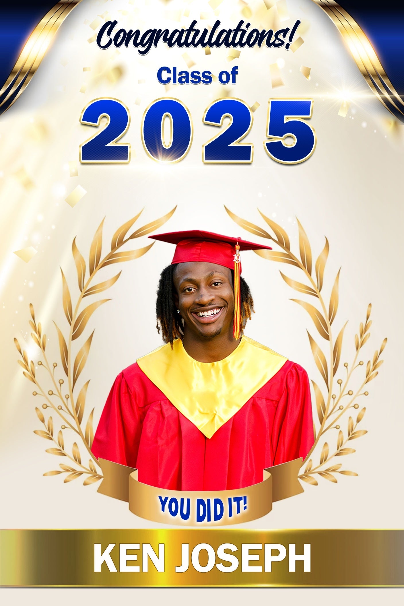 Toile de fond de remise des diplômes Blanc Scintillant Personnalisée MRR4-31