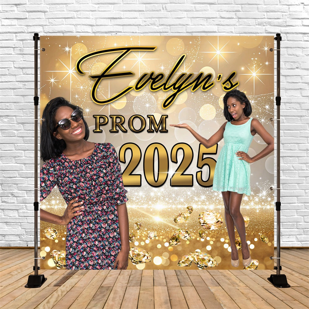 Toile de Fond de Bal 2025 Lumières Dorées Élégantes Personnalisée MRR5-15