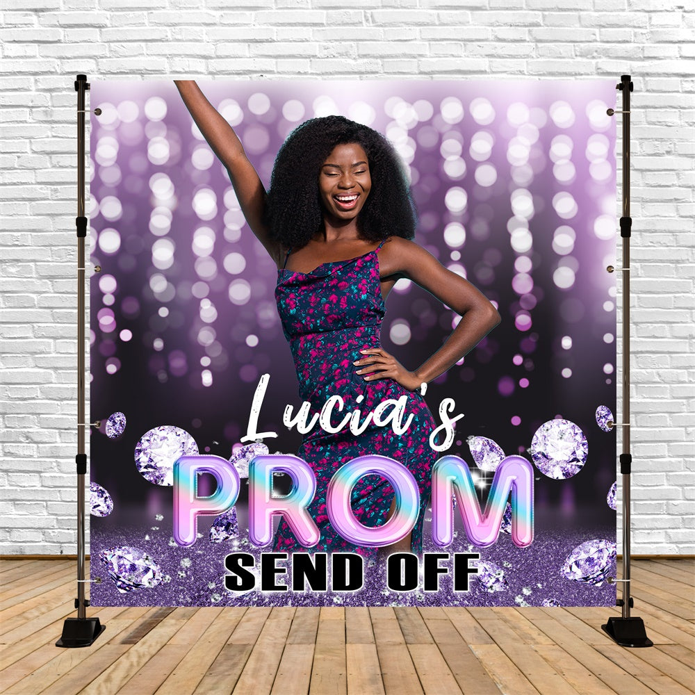 Toile de Fond de Bal 2025 Brillance Violette Diamant Personnalisée MRR5-33
