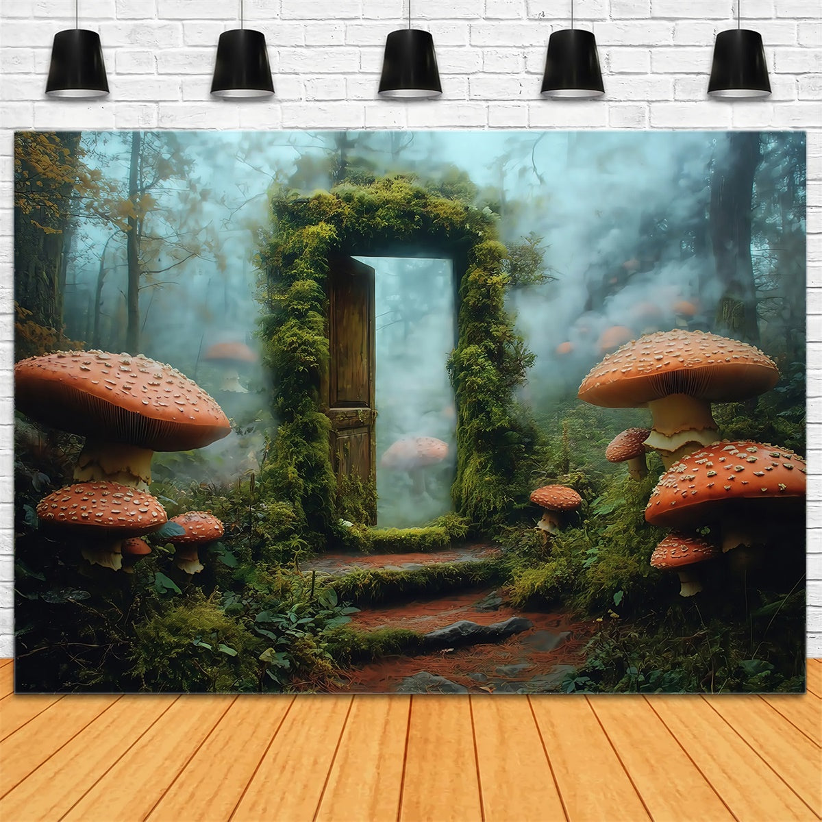 Toile de fond Forêt Enchantée Portail Mousse Champignon MRR7-100
