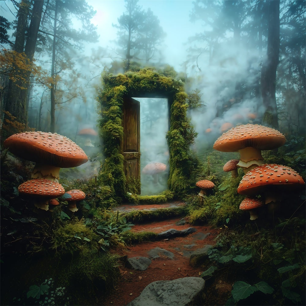 Toile de fond Forêt Enchantée Portail Mousse Champignon MRR7-100