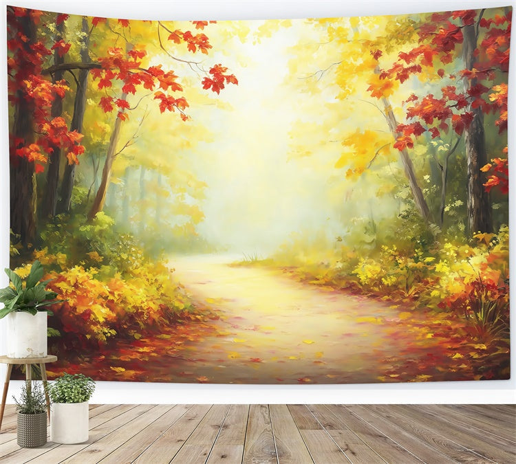 Toile de fond Photo Forêt Automne Promenade Érable Doré MRR7-102