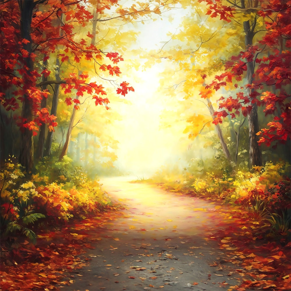 Toile de fond Photo Forêt Automne Promenade Érable Doré MRR7-102