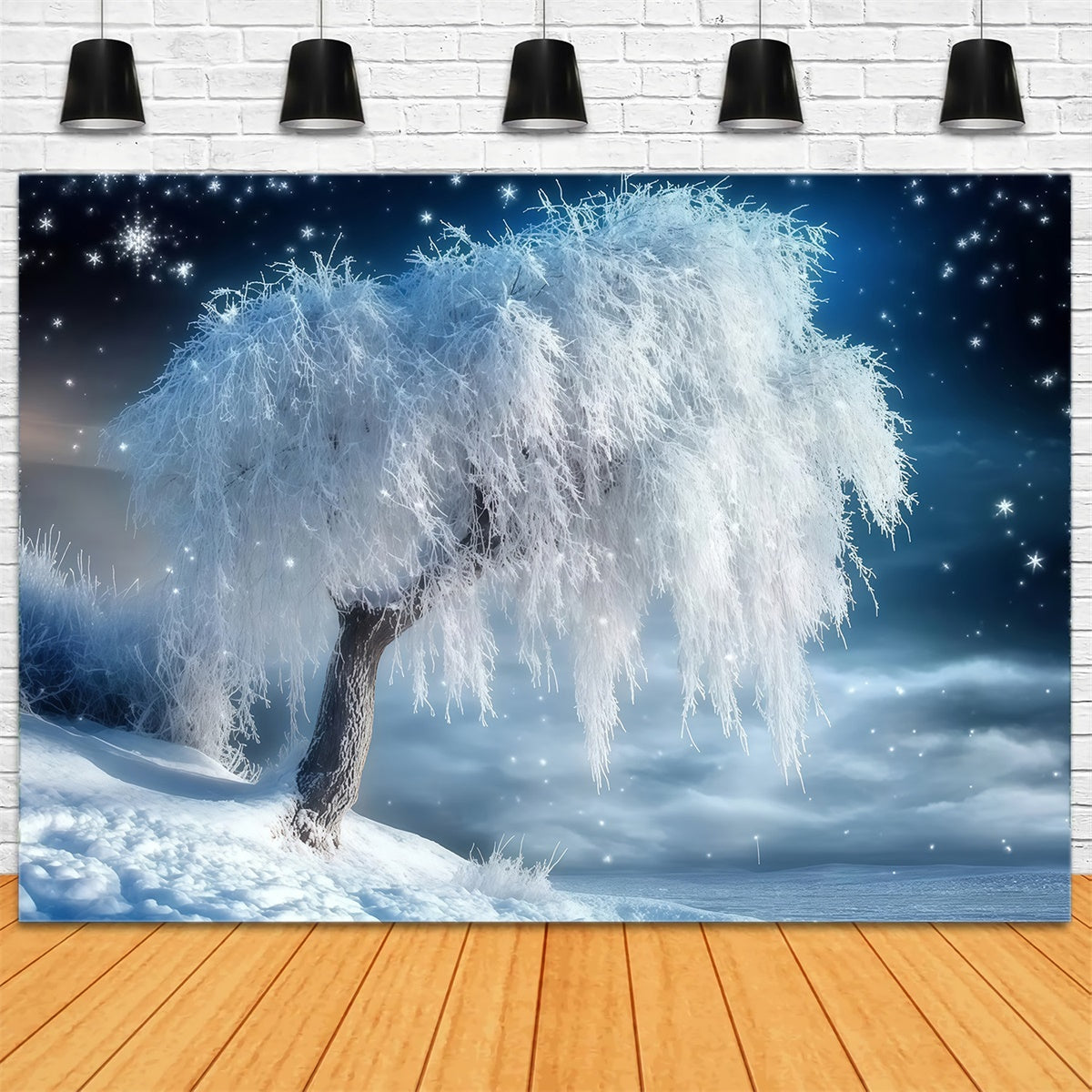 Toile de fond Photo Forêt Hiver Bosquet Sérénité Neige MRR7-106