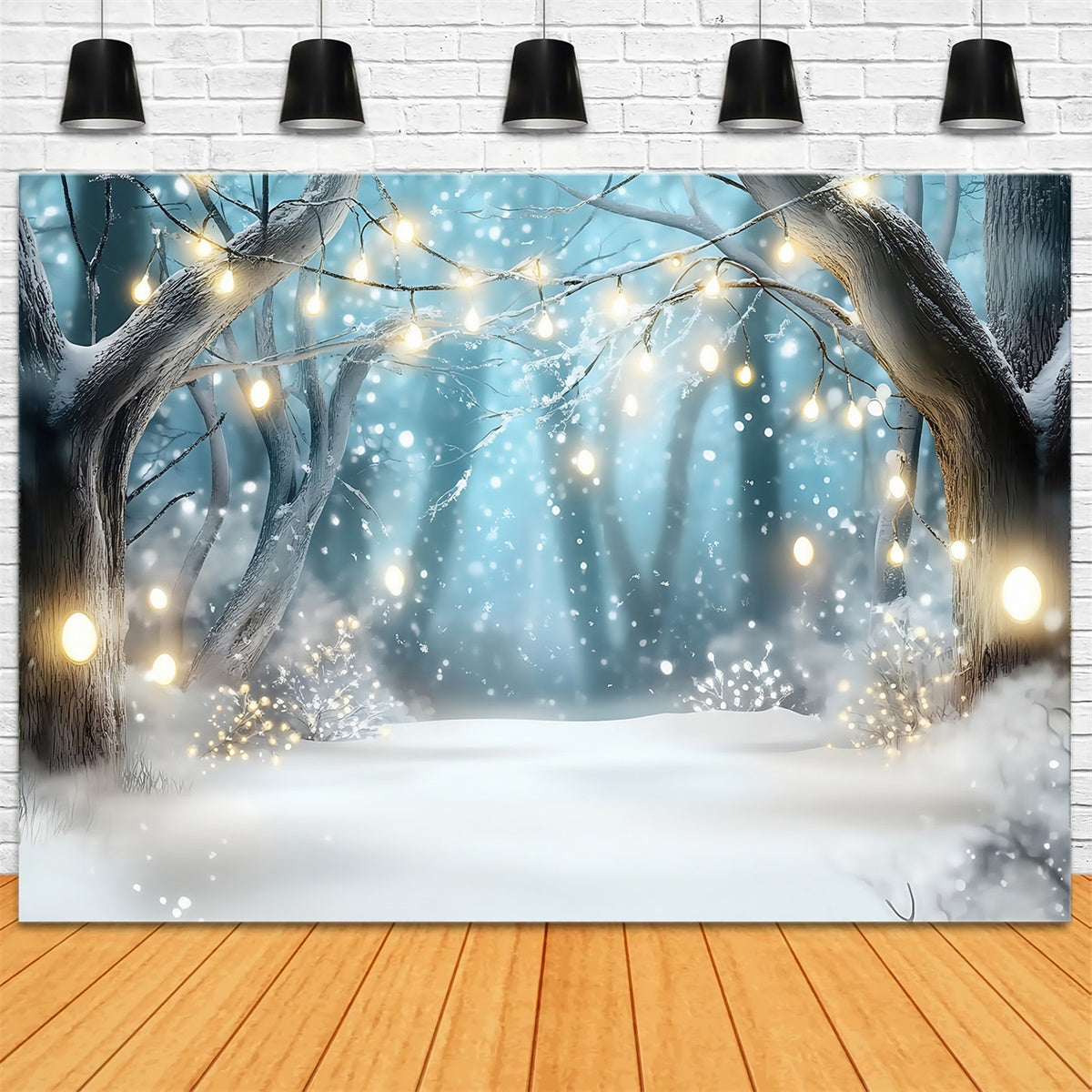 Toile de fond Photo Forêt Hiver Lueur Enneigée Enchantée MRR7-108