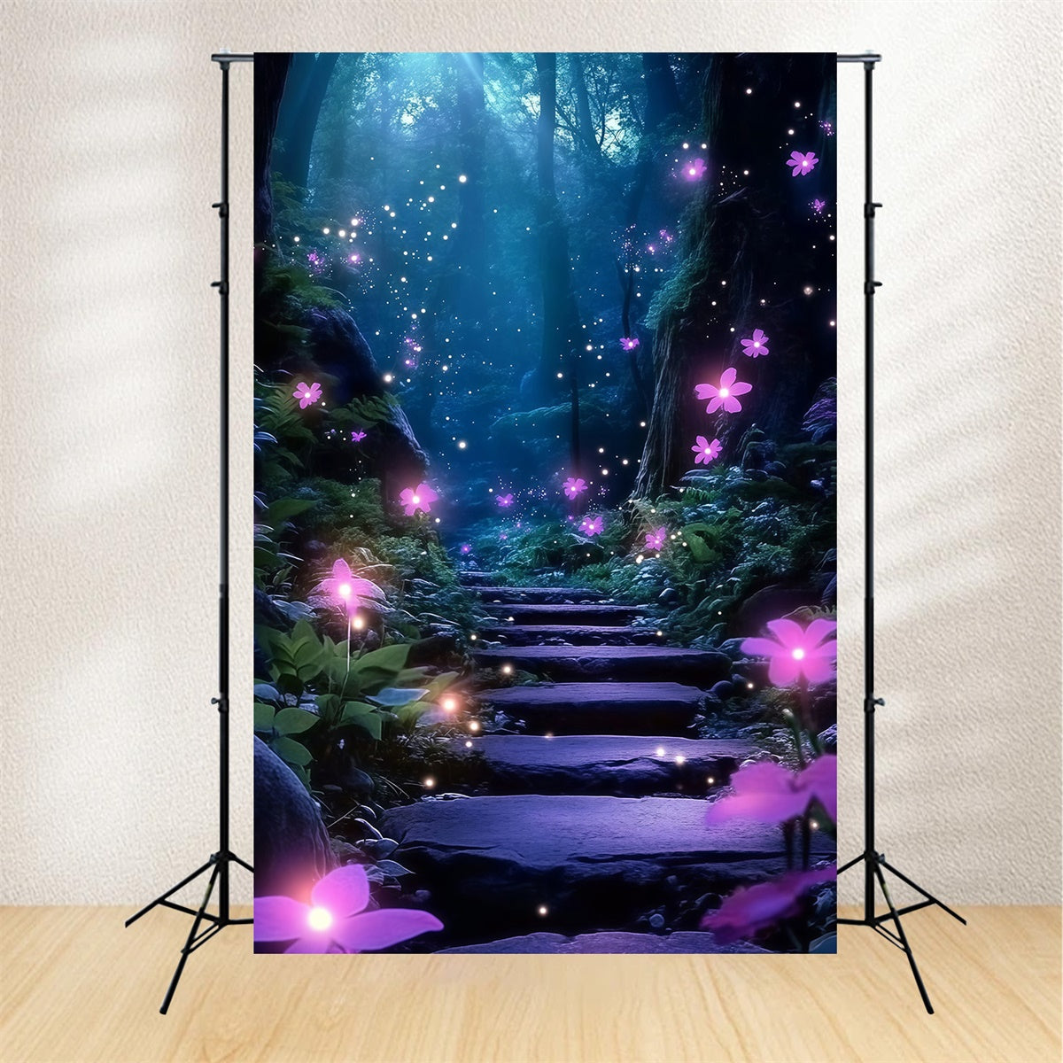 Toile de fond Forêt Enchantée Marches Fleurs Rêveuses MRR7-111