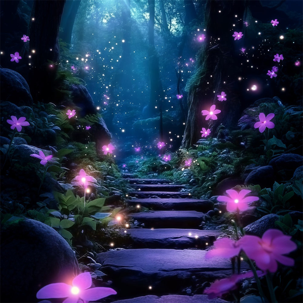 Toile de fond Forêt Enchantée Marches Fleurs Rêveuses MRR7-111