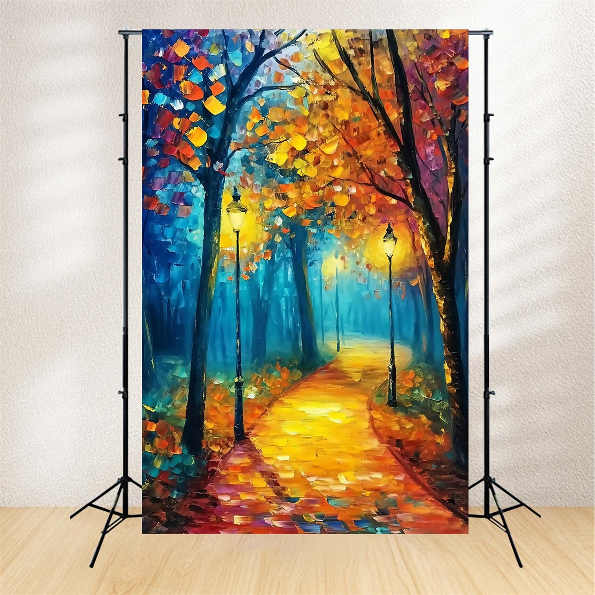 Toile de fond Photo Forêt Coucher Soleil Forêt Peinture à l’Huile MRR7-114