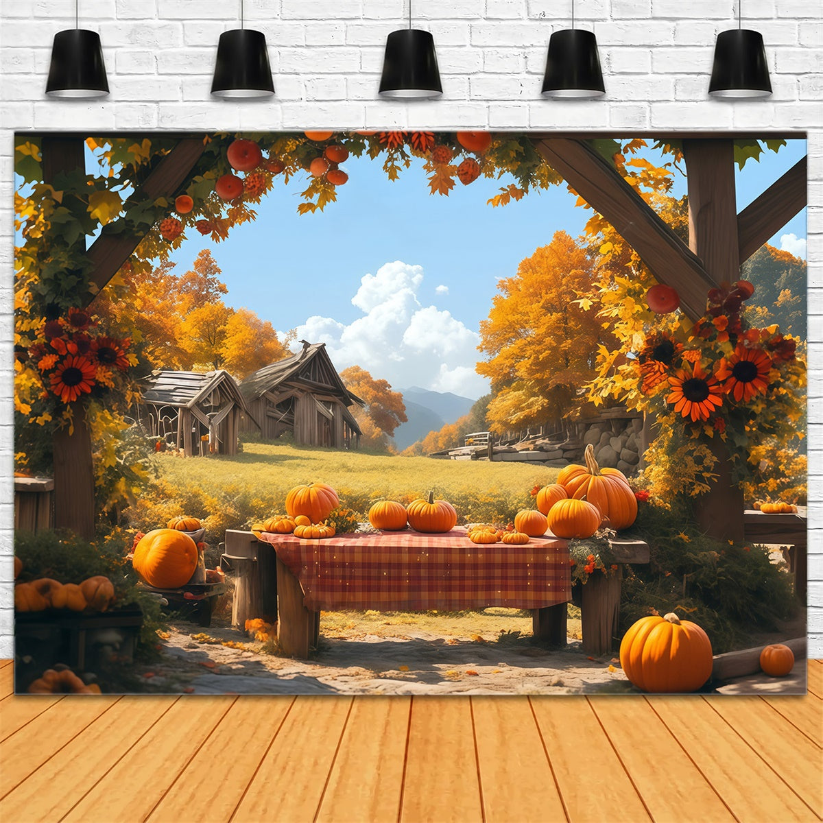 Toile de fond Photo Automne Table Rustique Récolte MRR7-116