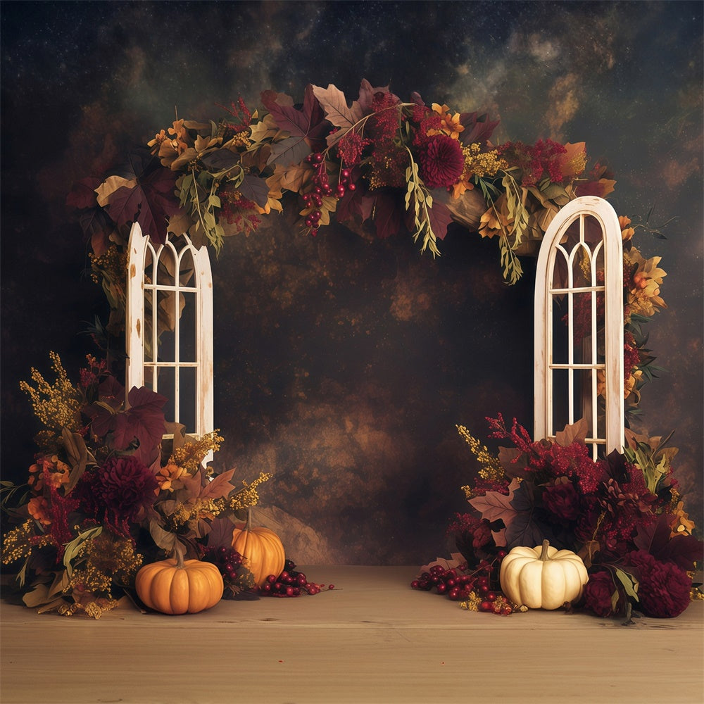 Toile de fond Photo Automne Récolte Florale Sombre MRR7-122