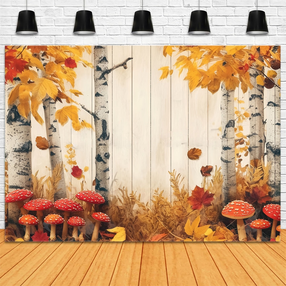 Toile de fond Photo Automne Champignons Rouges Forêt MRR7-123