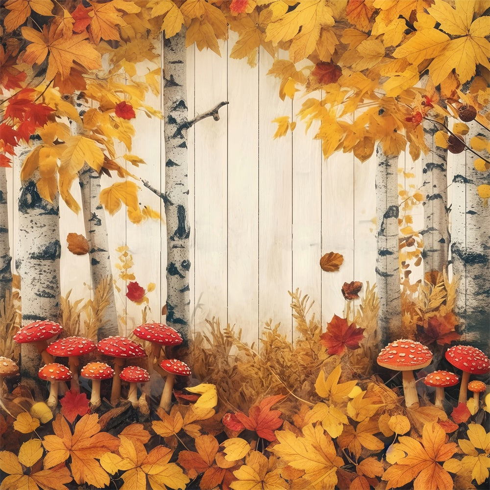 Toile de fond Photo Automne Champignons Rouges Forêt MRR7-123