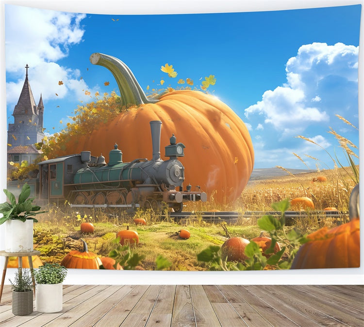 Toile de fond Photo Automne Train Récolte Conte Fée MRR7-138