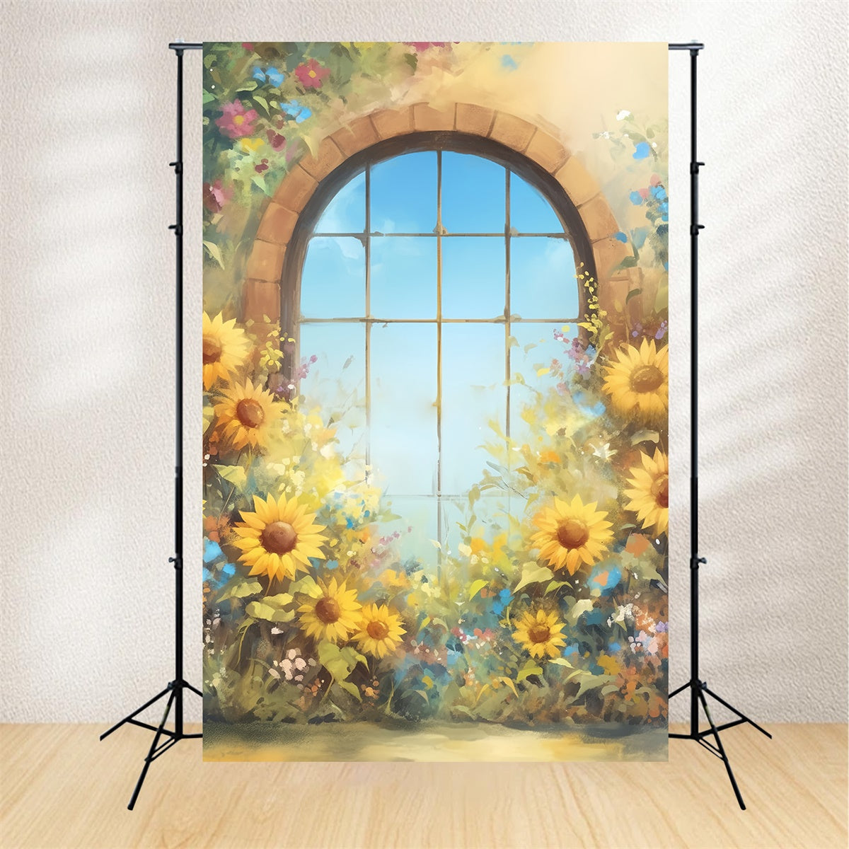 Toile de fond Déco Automne Arche Tournesols Fenêtre Lueur MRR7-144