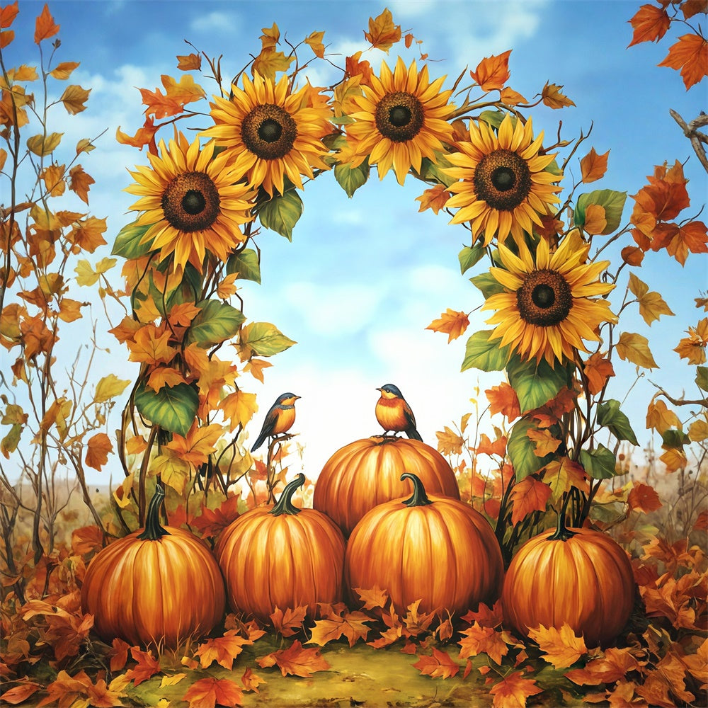 Toile de fond Photo Automne Arche Citrouilles Délice MRR7-145