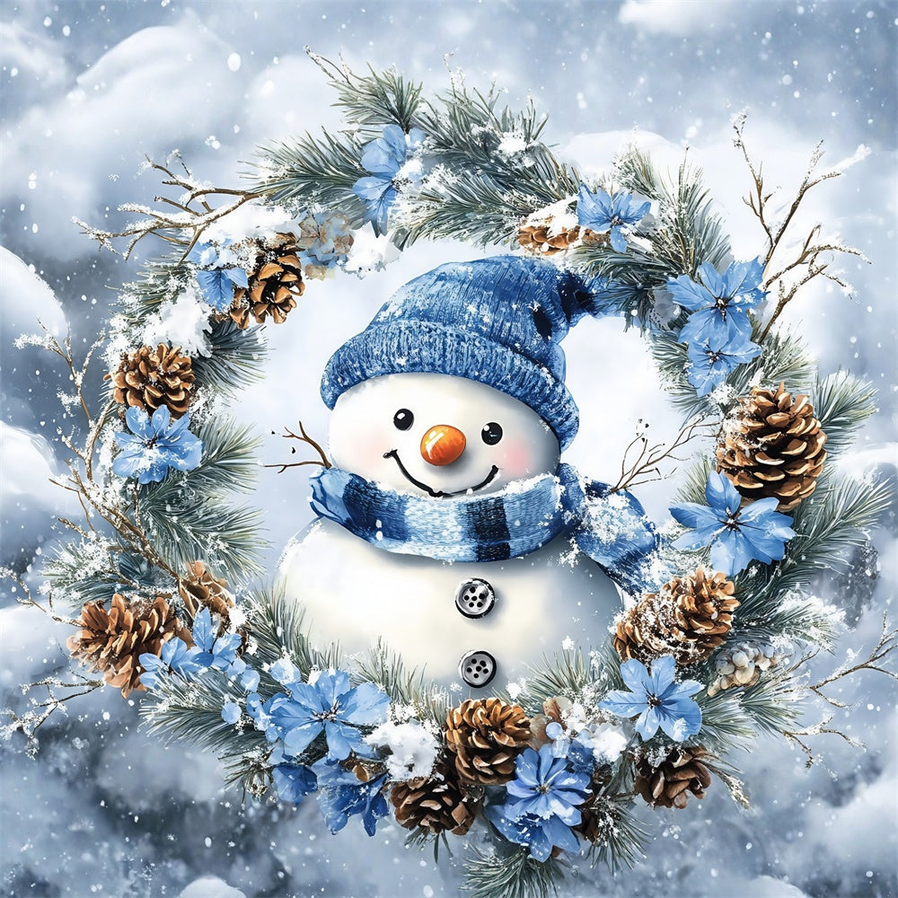 Toile de fond Hiver Photographie Bonhomme de Neige Pin Couronne MRR7-147