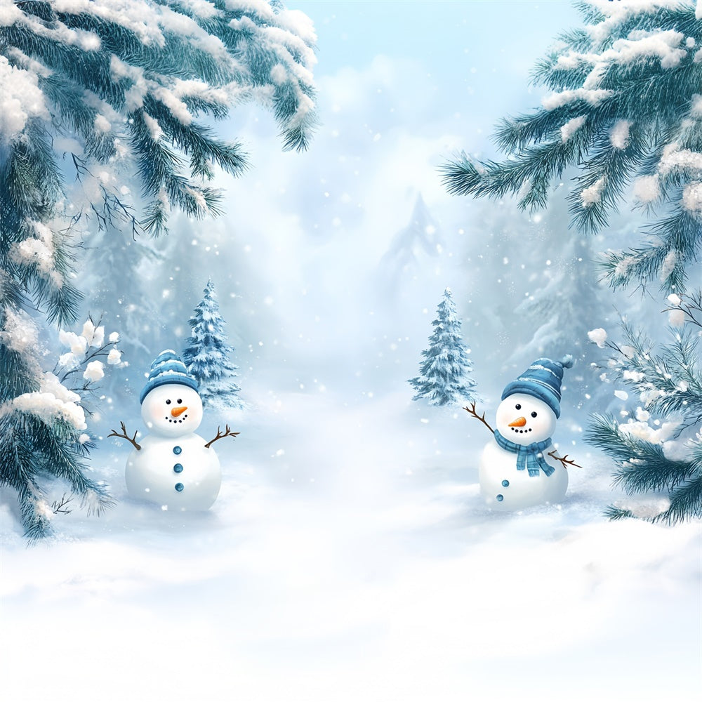 Toile de fond Hiver Photographie Forêt Bonhomme de Neige Amusant MRR7-148