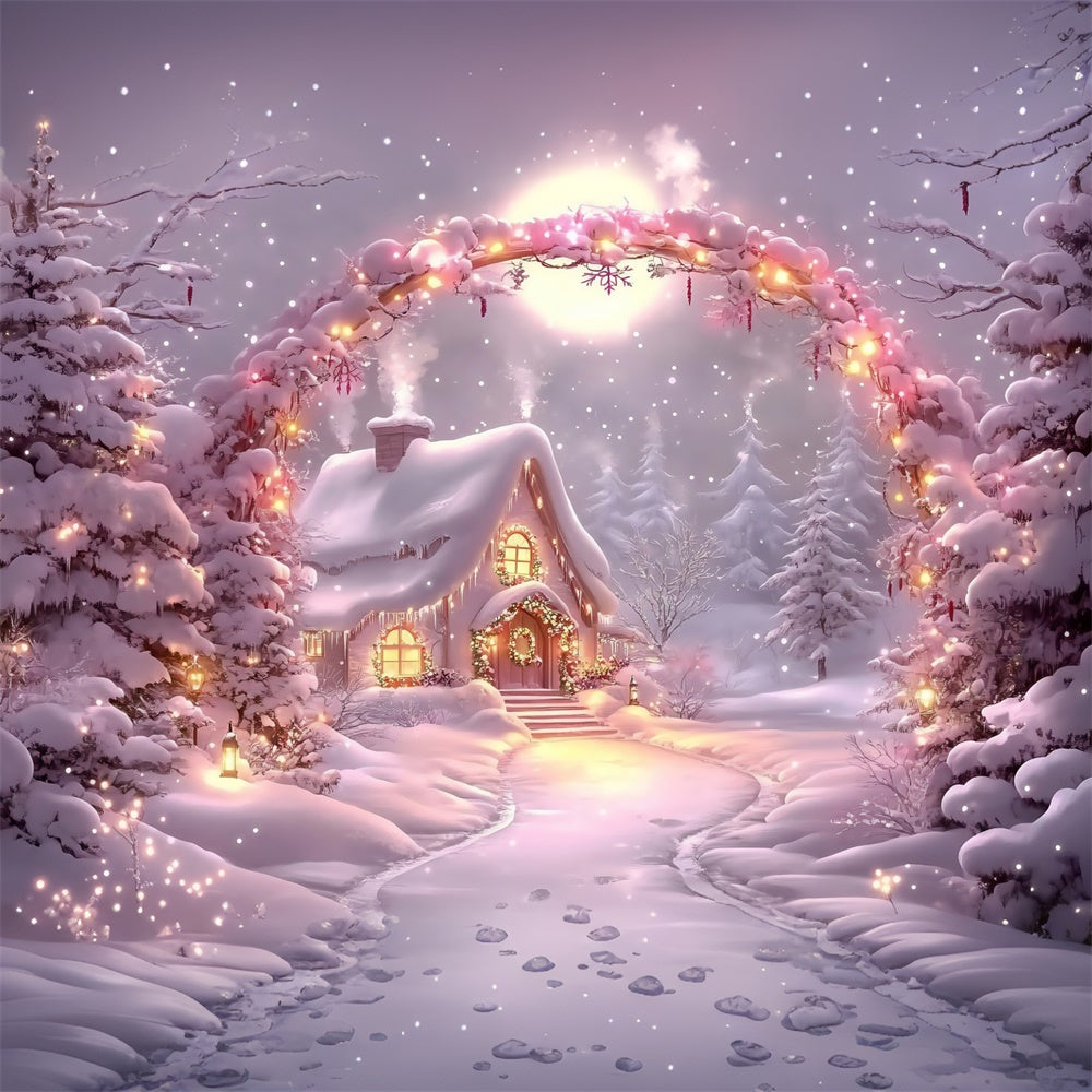 Toile de fond Pays des Merveilles Hiver Chalet Éclatant MRR7-149