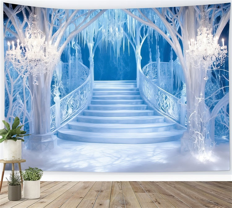 Toile de fond Hiver Escalier Palais de Cristal MRR7-153