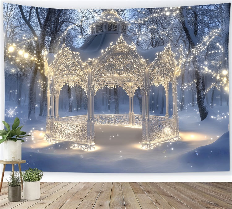 Toile de fond Pays des Merveilles Hiver Kiosque Enchanté Éclatant MRR7-154
