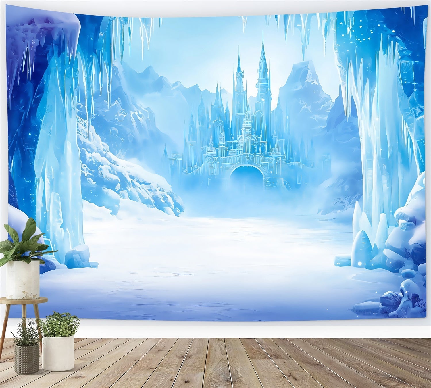 Toile de fond Château Royaume Gelé Hiver MRR7-162