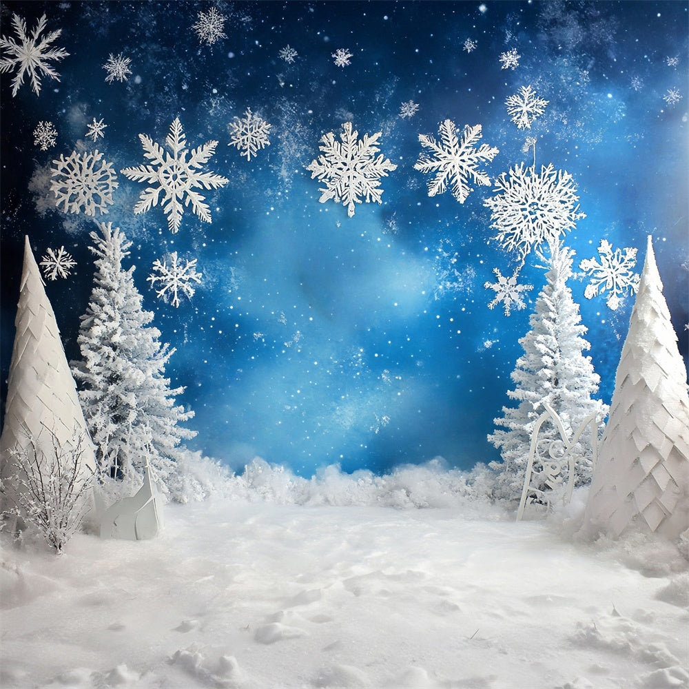 Toile de fond Flocon de Neige Hiver Bleu Givré MRR7-166
