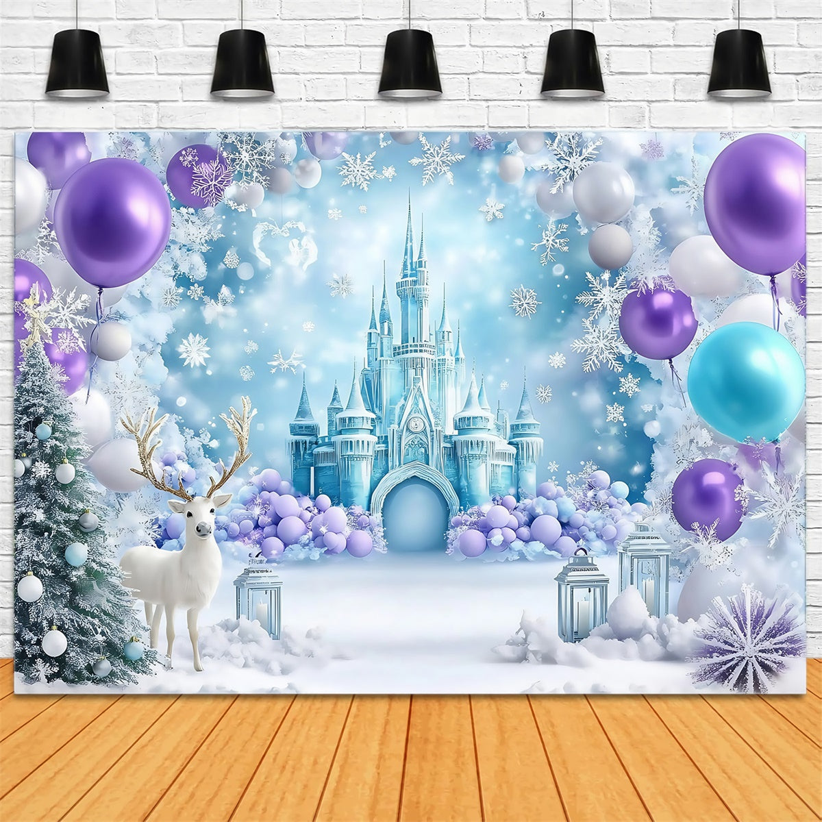 Toile de fond Hiver Château de Glace Ballons MRR7-167