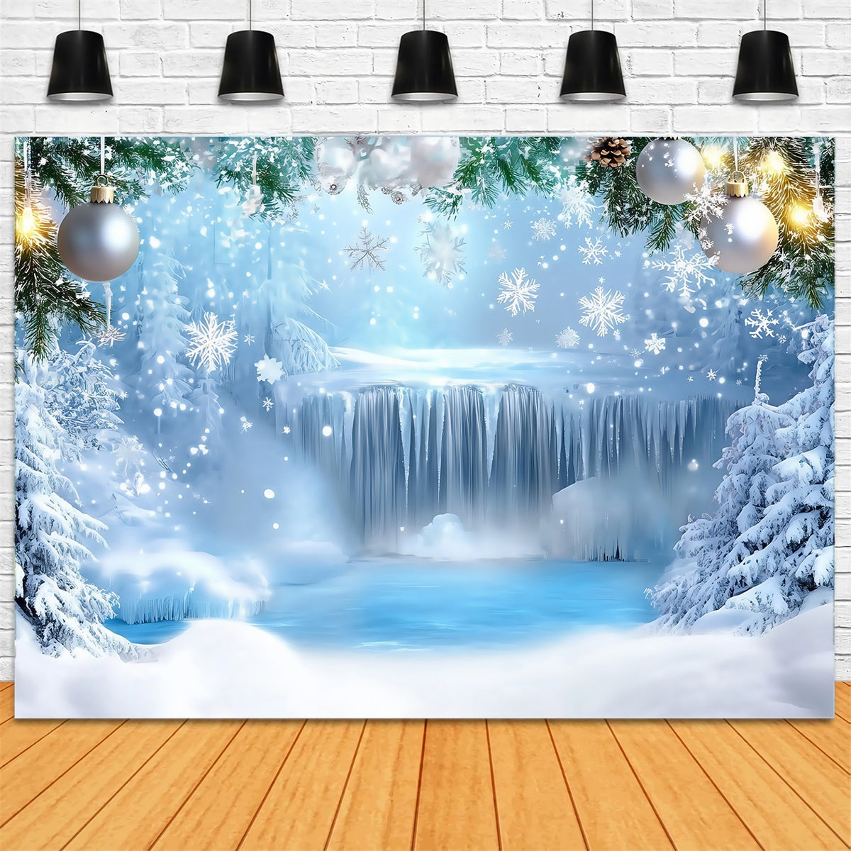 Toile de fond Pays des Merveilles Hiver Cascade Gelée MRR7-168