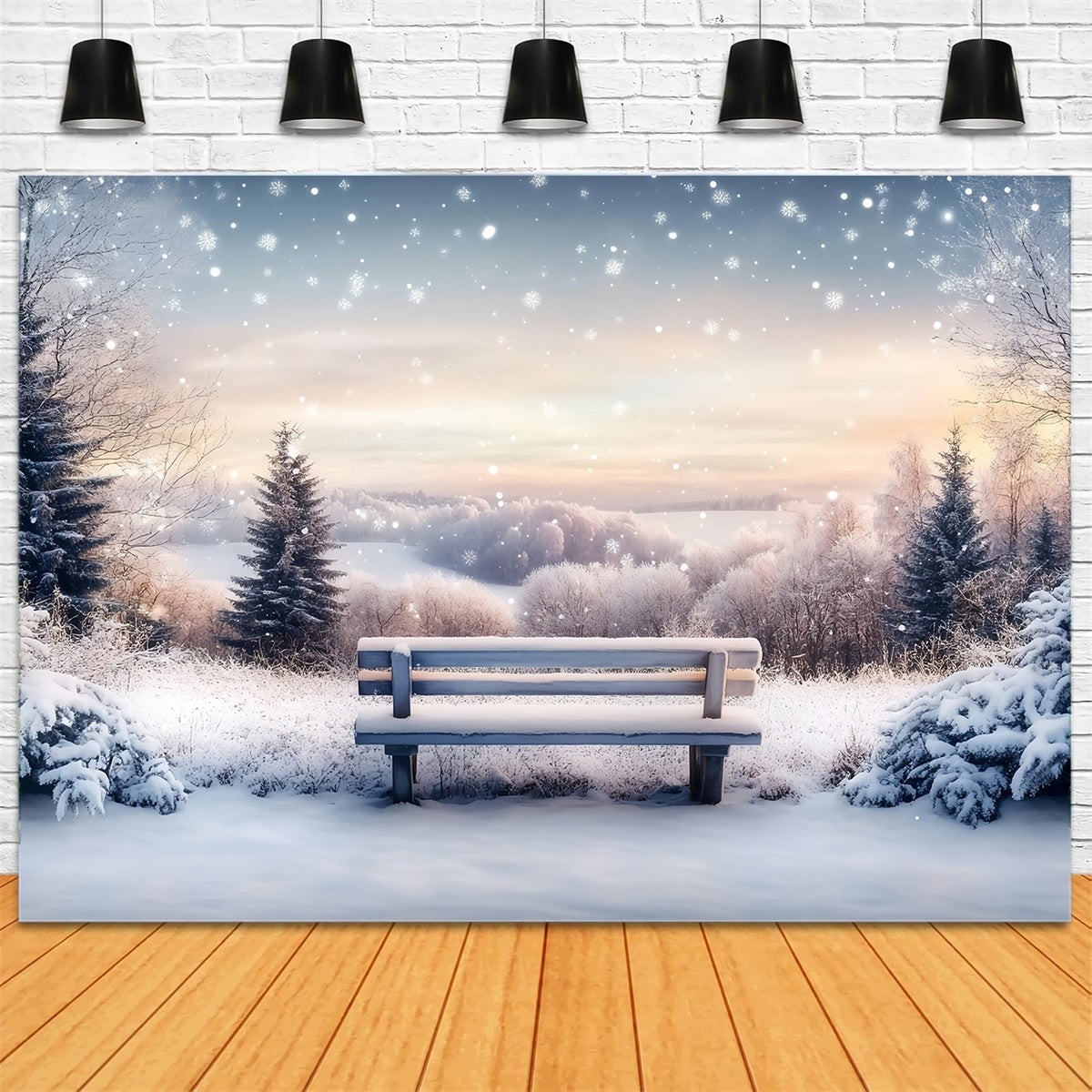 Toile de fond Neige Hiver Champ Silencieux Lever du Soleil MRR7-172