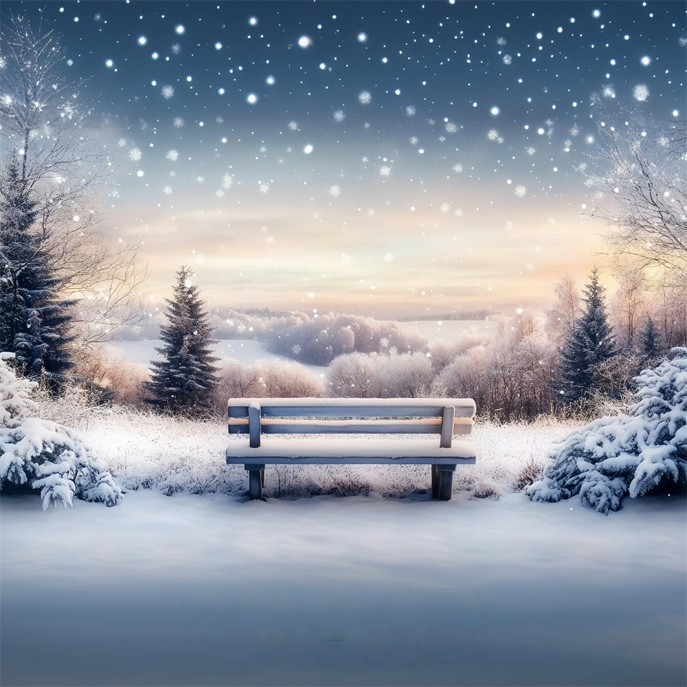 Toile de fond Neige Hiver Champ Silencieux Lever du Soleil MRR7-172