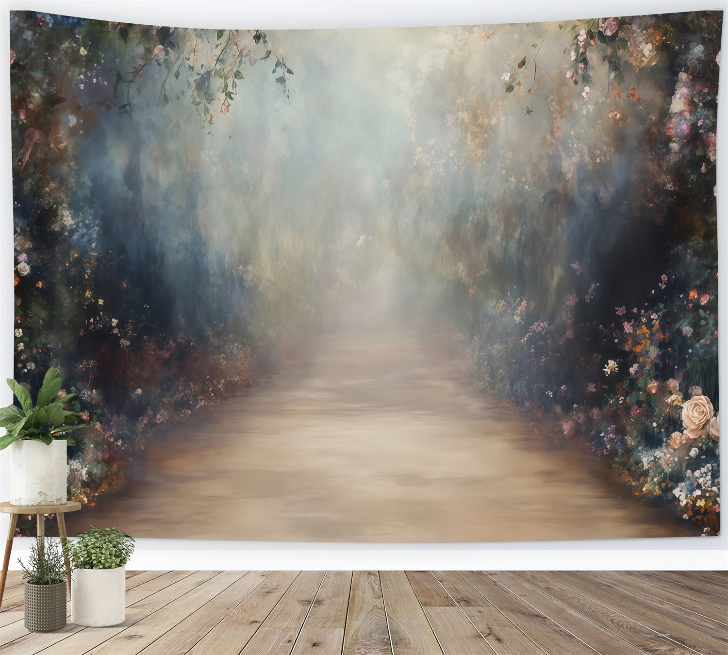 Toile de fond Artistique Chemin Floral Crépusculaire MRR7-182