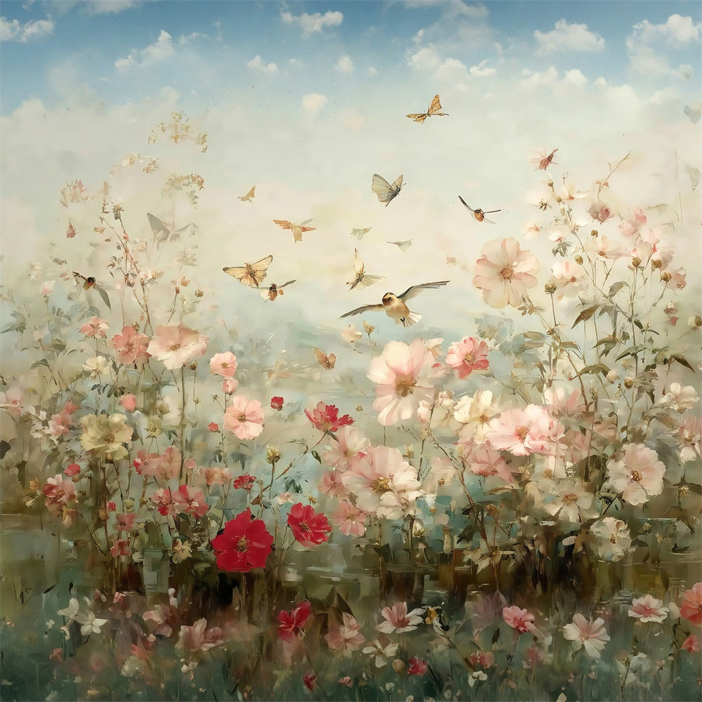 Toile de fond Photographie Art Raffiné Oiseaux en Fleurs MRR7-184