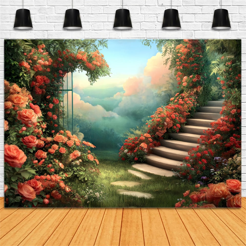 Toile de fond Photo Art Raffiné Escalier Jardin Enchanté MRR7-188