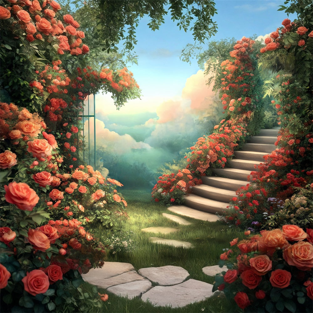 Toile de fond Photo Art Raffiné Escalier Jardin Enchanté MRR7-188