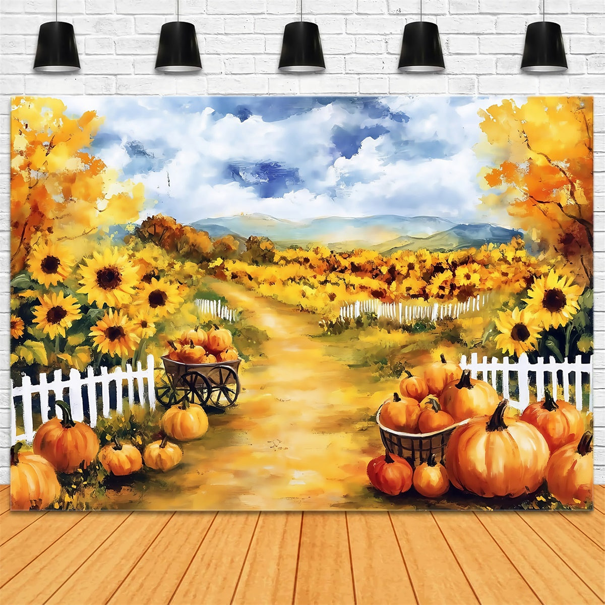 Toile de fond Peinture Tournesol Citrouille MRR7-189