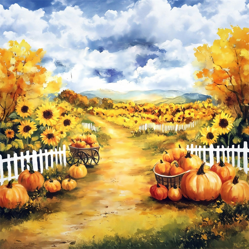 Toile de fond Peinture Tournesol Citrouille MRR7-189