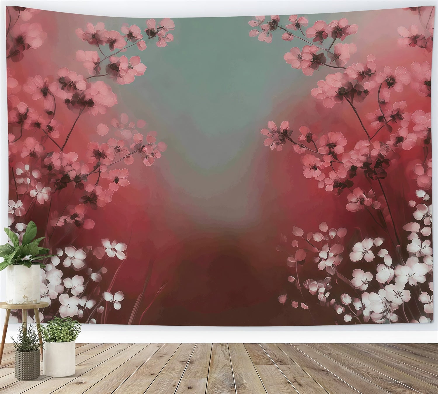 Toile de fond Peinture Aquarelle Fleurs Roses MRR7-190
