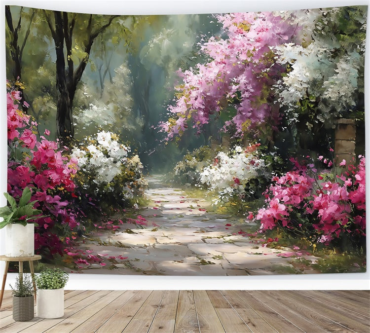 Toile de fond Photographie Art Raffiné Sentier Pavé Jardin MRR7-197