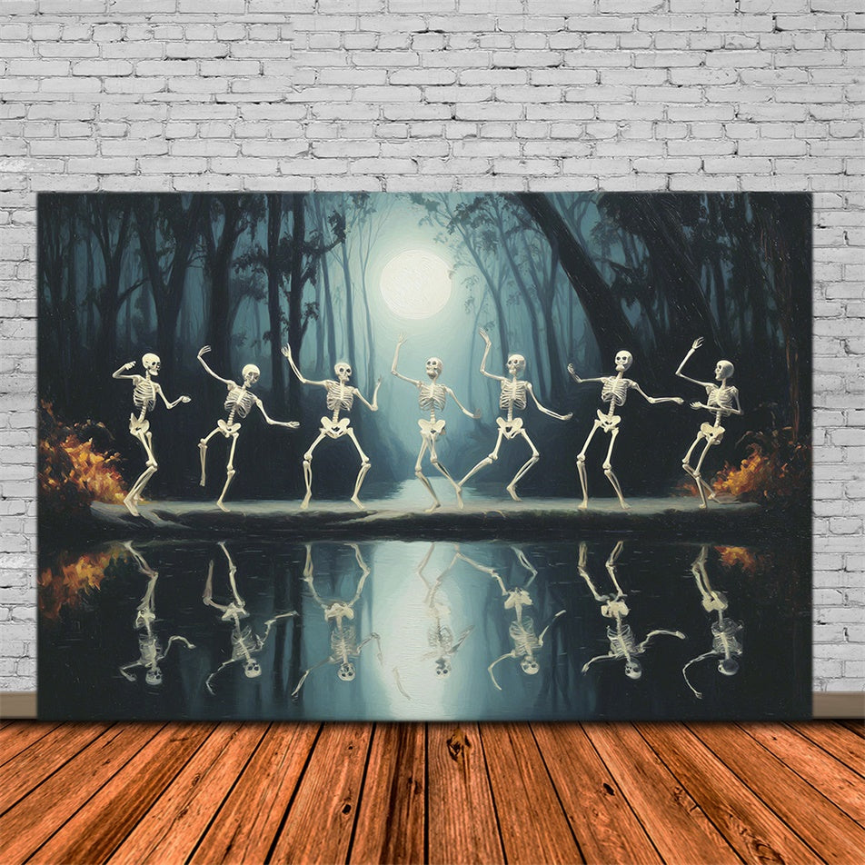 Toile de fond Photo Halloween Danse de Squelettes au Clair de Lune MRR7-21