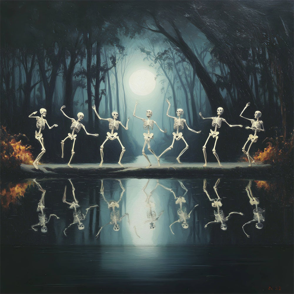 Toile de fond Photo Halloween Danse de Squelettes au Clair de Lune MRR7-21