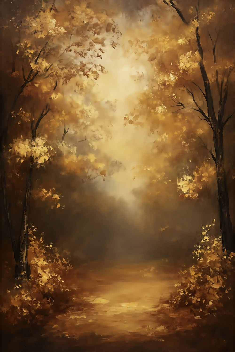 Toile de fond Peinture Forêt Ambre Lumineuse MRR7-210