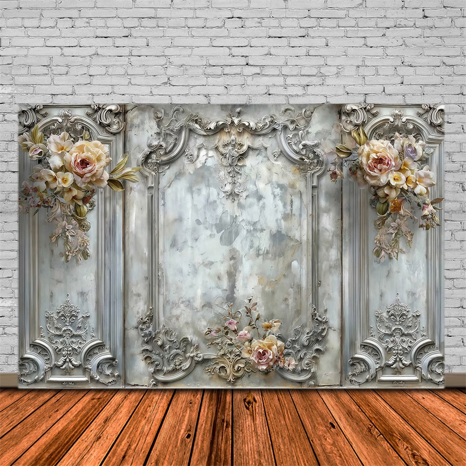 Toile de fond Vintage Mur Fleuri Fané Baroque MRR7-213