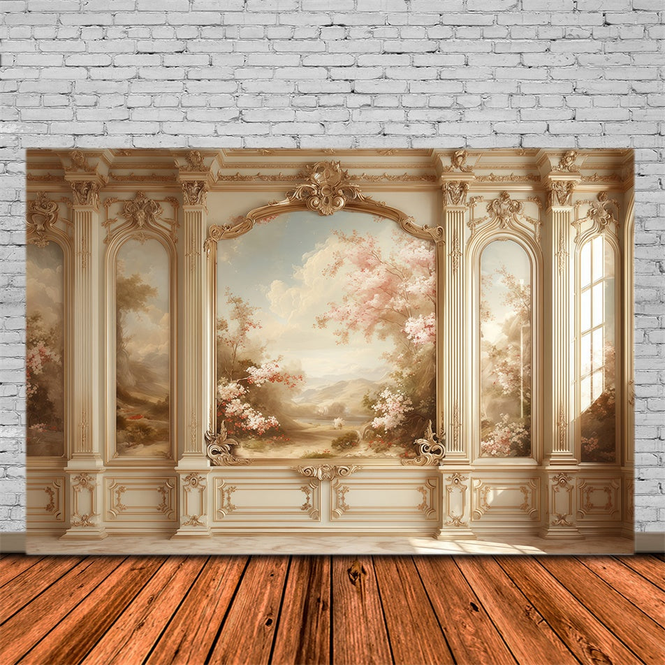 Toile de fond Vintage Mur Palais Jardin Scénique MRR7-217