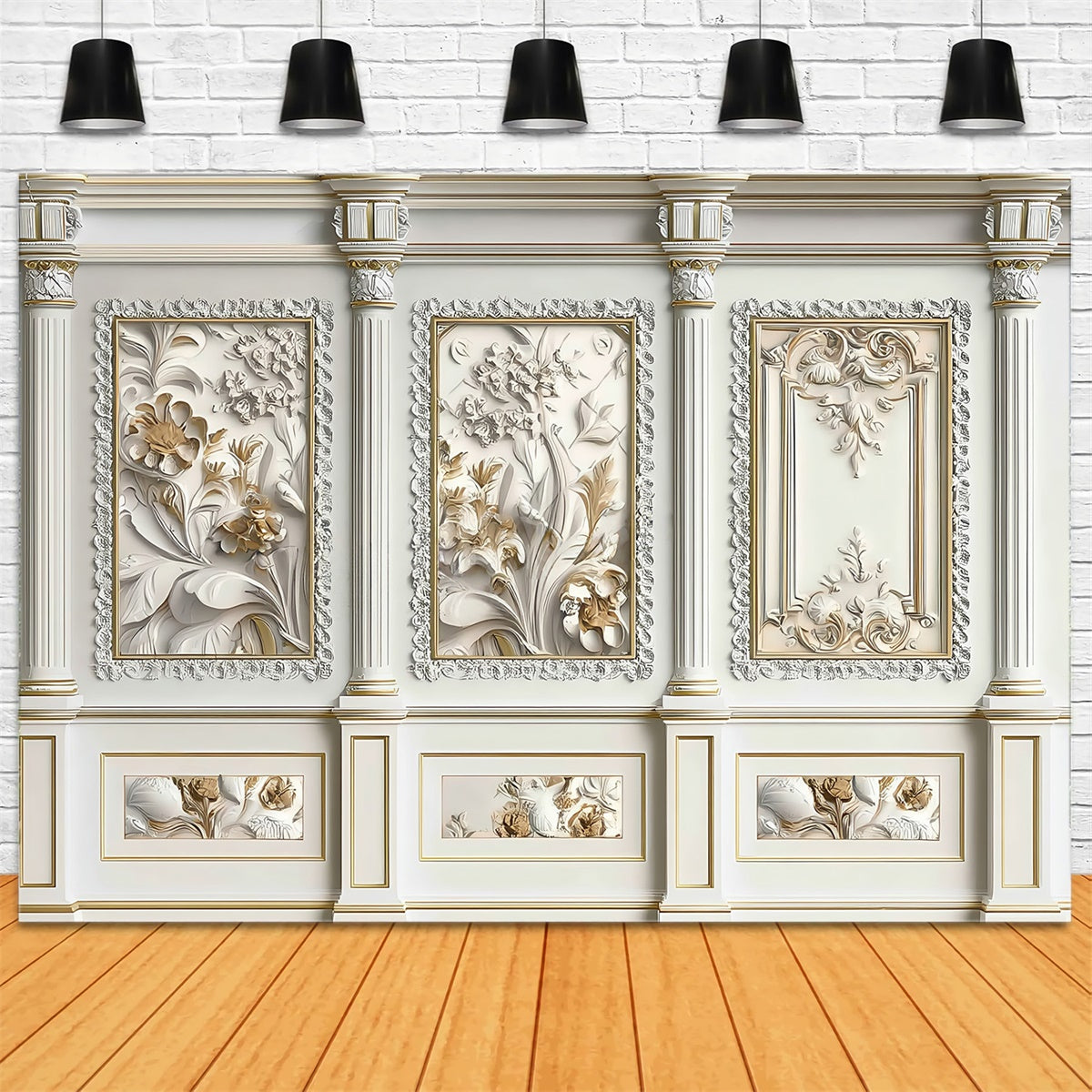 Toile de fond Photo Vintage Fleur Ivoire Classique Relief MRR7-218